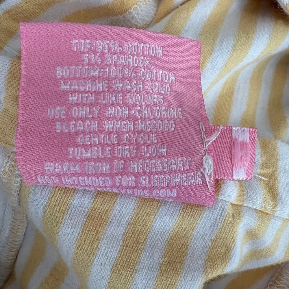 BISBY‎ Kids Girls Rosie Yellow Stripe Floral Dress Sz 12 Button Back Long Sleeve